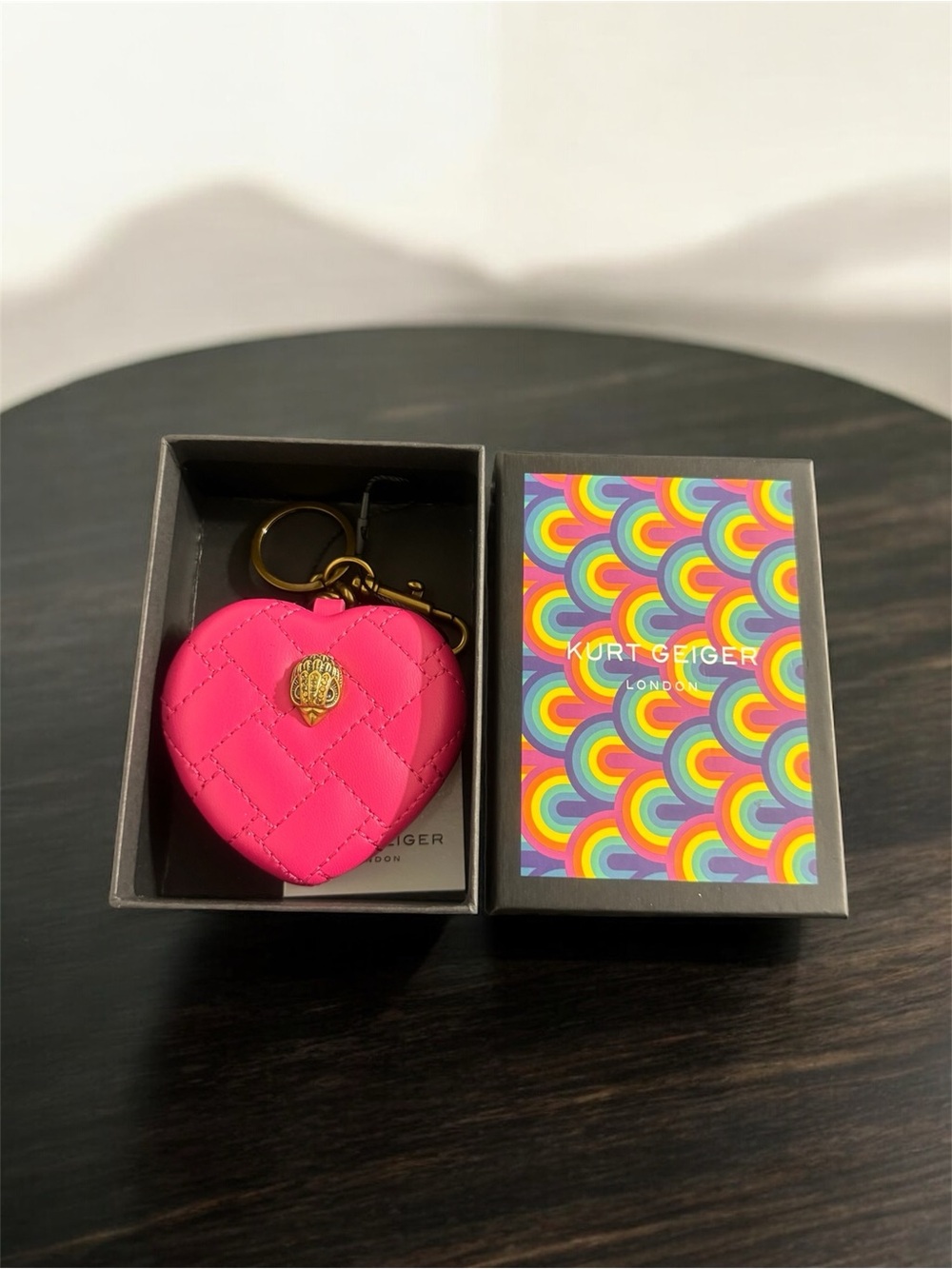 Kurt Geiger Pink Quilted Leather Mirror Bag Charm